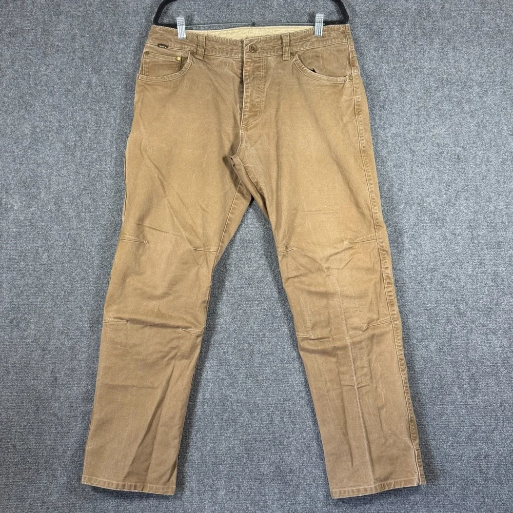 KUHL Vintage Patina Dye Rydr Pants Mens 36x32 Brown Workwear Flex Knee